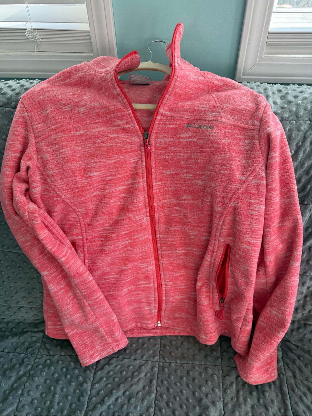 Columbia Heathered Coral Pink Full-Zip Fleece Jacket